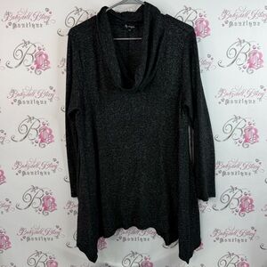 Lily Morgan sweater heathered speckeled Women's Black Cowl Neck Sweater